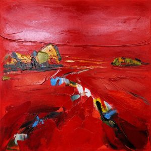 Cuadro paisaje rojo horizontal 60x60 cm codigo 154-155