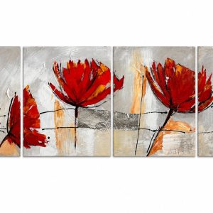 Cuadro flores rojas horizontal 40x40 cm codigo 25