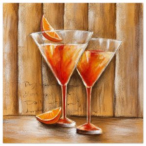 Cuadro copas con naranja horizontal 60x60 cm codigo 90